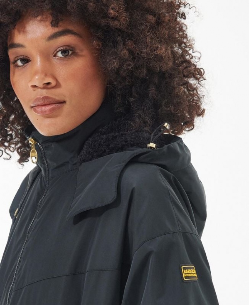 Black Women Barbour International Trident Rain Jacket | US-6758YCDFT