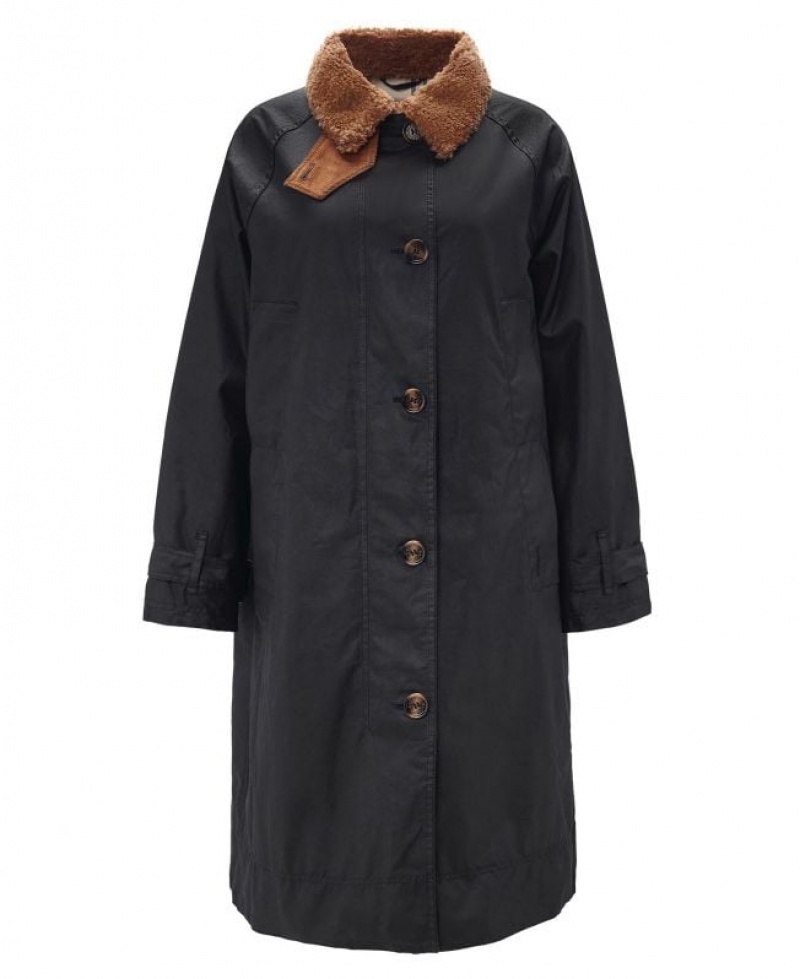 Black Women Barbour Malala Waxed Jacket | US-6429RCQFT