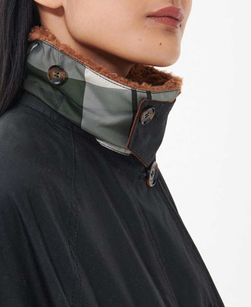 Black Women Barbour Malala Waxed Jacket | US-6429RCQFT