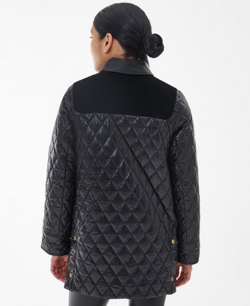 Black Women Barbour Premium Carlton Quilted Jacket | US-4318SNKVE