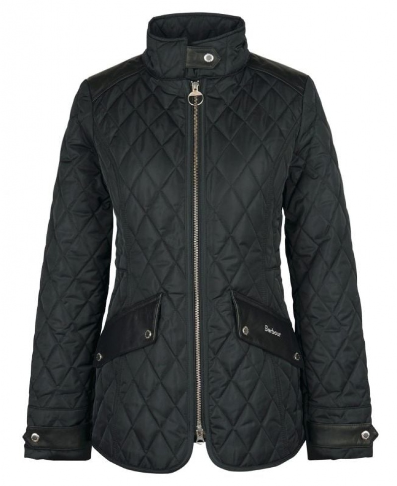 Black Women Barbour Premium Cavalry Quilted Jacket | US-5793MSJTD