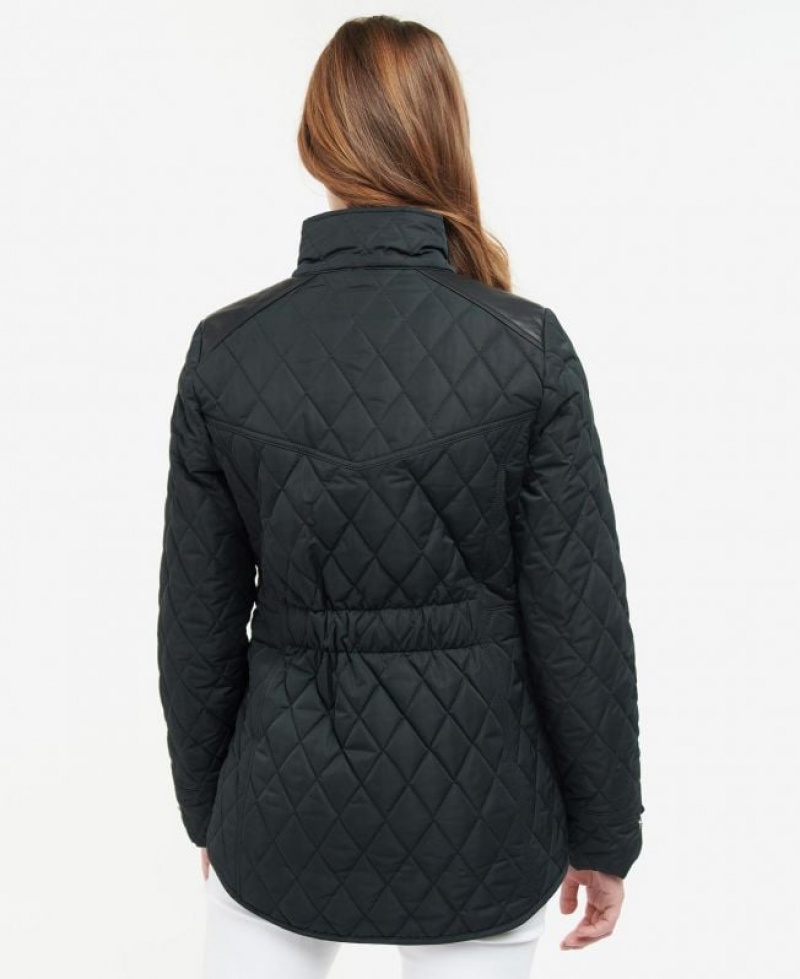 Black Women Barbour Premium Cavalry Quilted Jacket | US-5793MSJTD