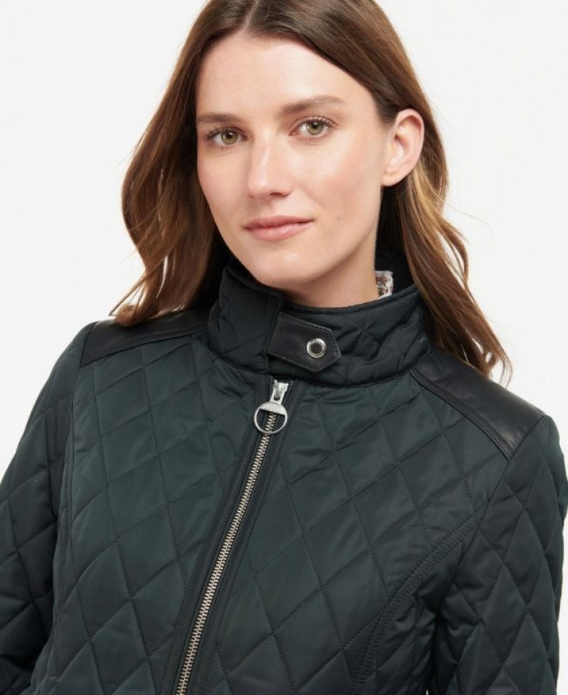 Black Women Barbour Premium Cavalry Quilted Jacket | US-5793MSJTD