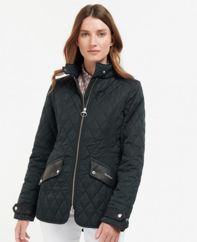 Black Women Barbour Premium Cavalry Quilted Jacket | US-5793MSJTD