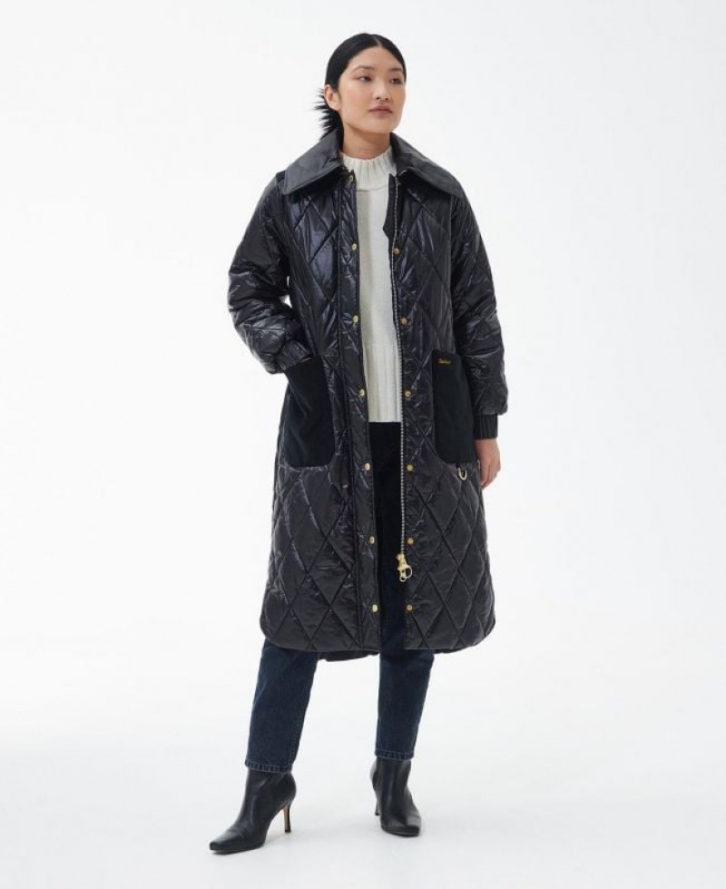 Black Women Barbour Premium Marsett Quilted Jacket | US-8716WOSEQ