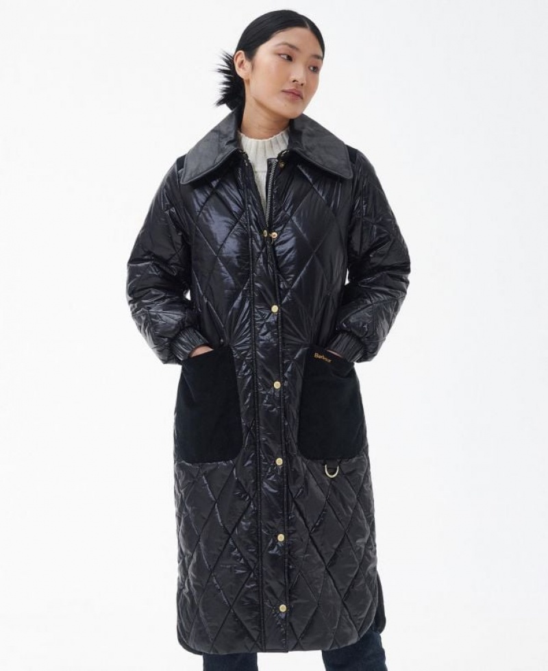 Black Women Barbour Premium Marsett Quilted Jacket | US-8716WOSEQ