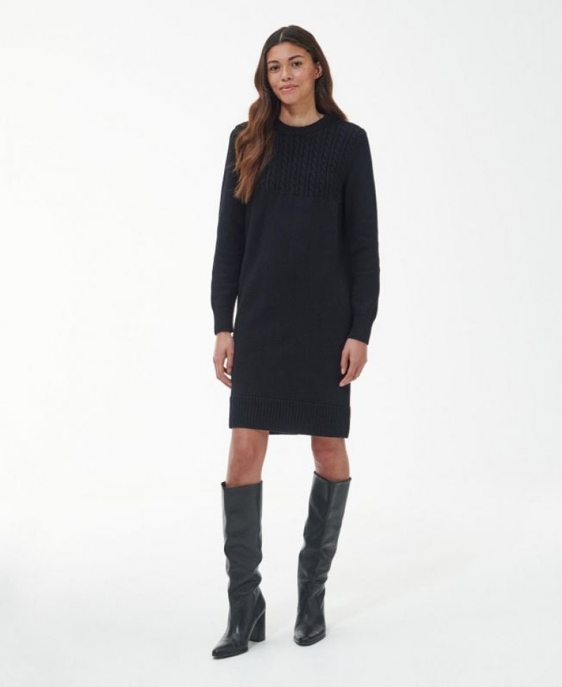 Black Women Barbour Stitch Guernsey Dress | US-5762YVBIJ