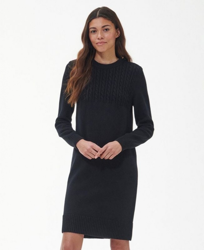 Black Women Barbour Stitch Guernsey Dress | US-5762YVBIJ