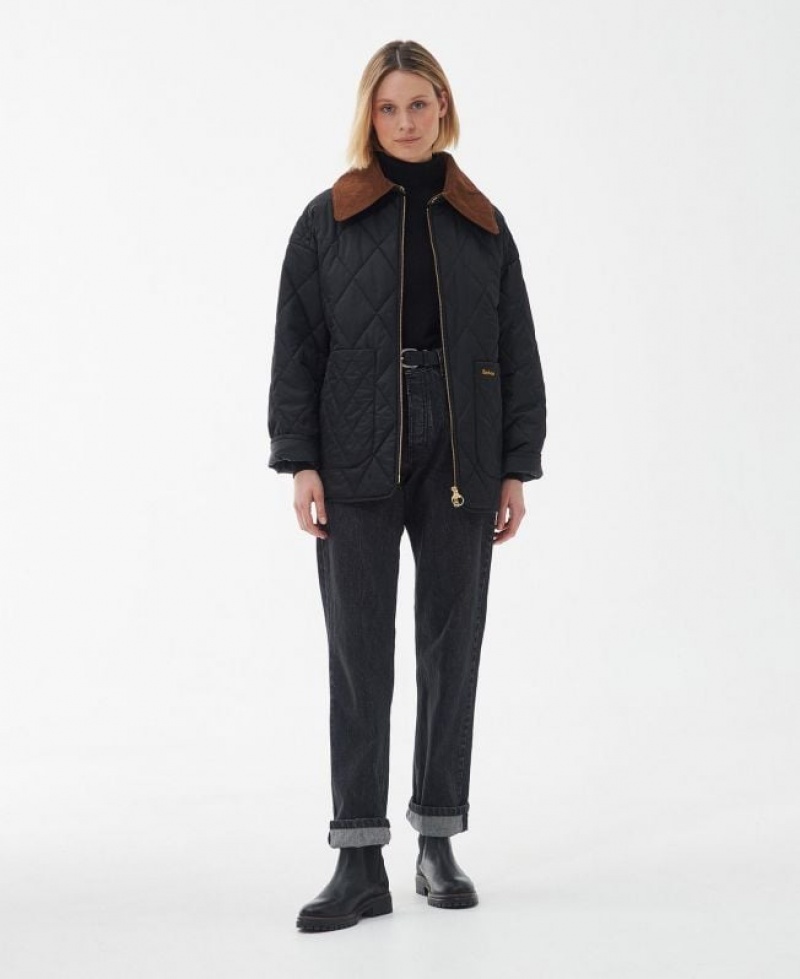 Black Women Barbour Woodhall Quilted Jacket | US-9125DGIYE