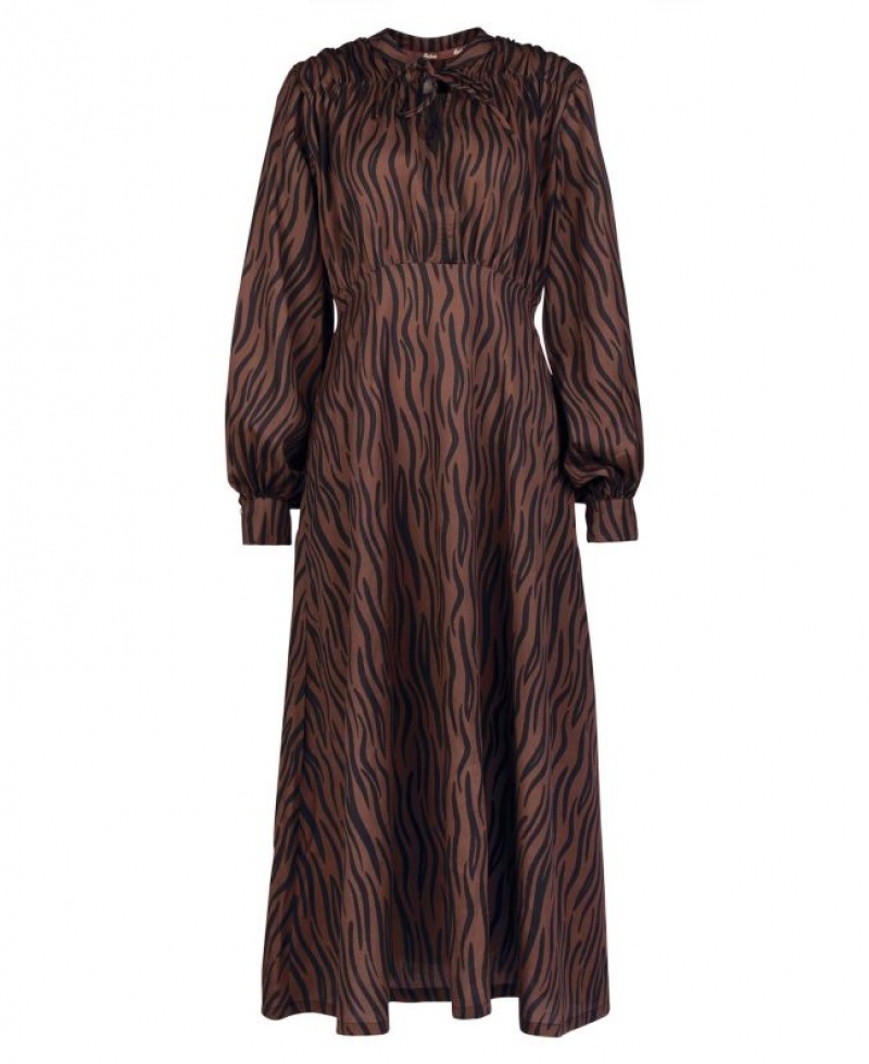 Black / Dark Brown Women Barbour Holkham Midi Dress | US-5641YOJMR