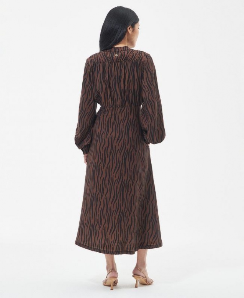 Black / Dark Brown Women Barbour Holkham Midi Dress | US-5641YOJMR