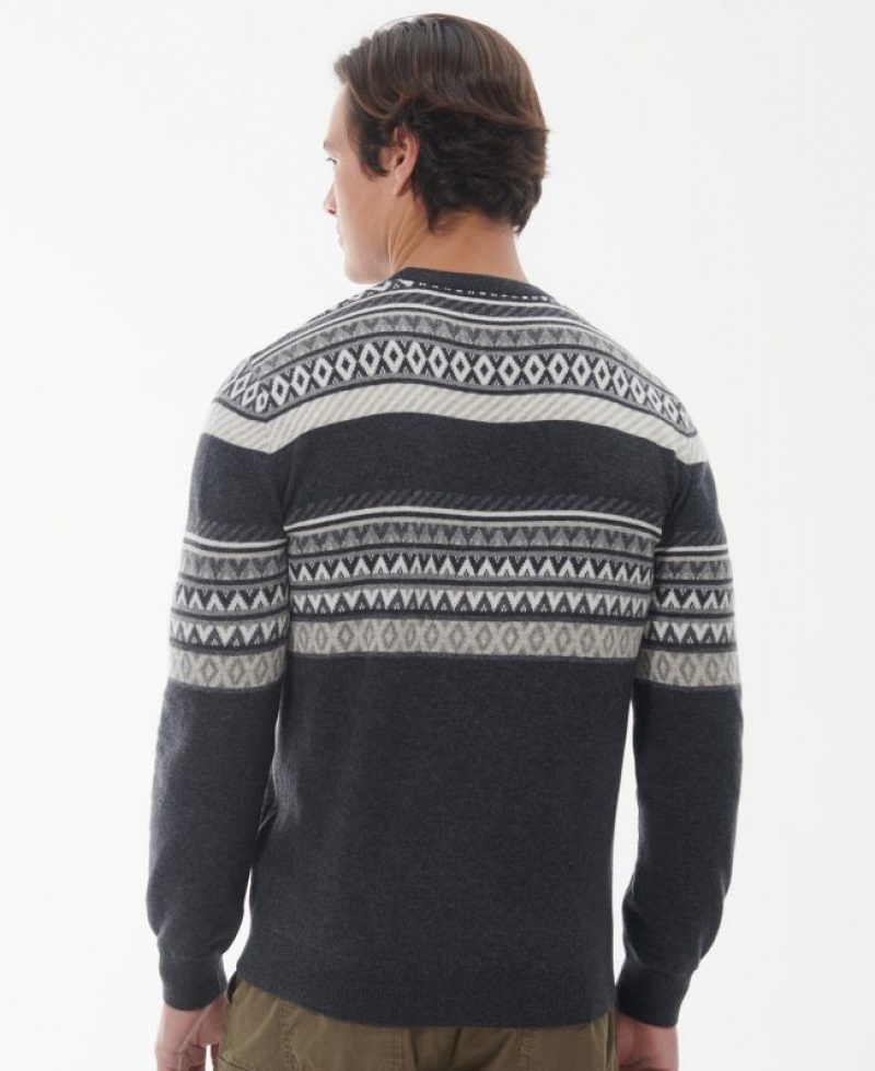 Black / Grey Men Barbour Winterborne Fairisle Sweatshirt | US-1673GLXDP