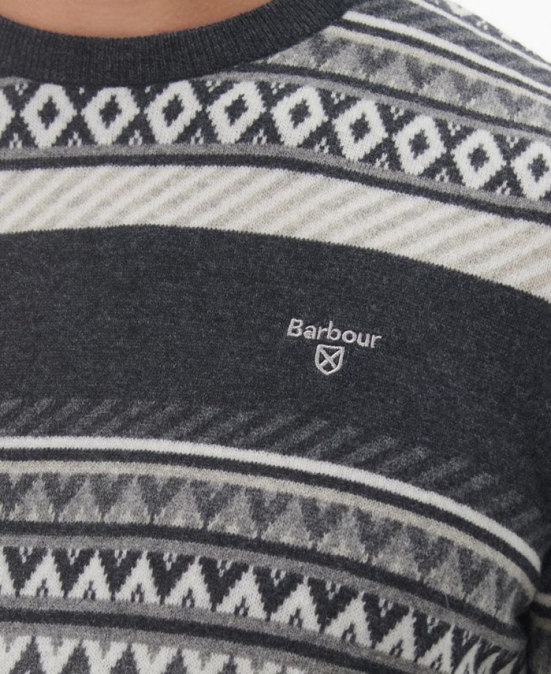 Black / Grey Men Barbour Winterborne Fairisle Sweatshirt | US-1673GLXDP