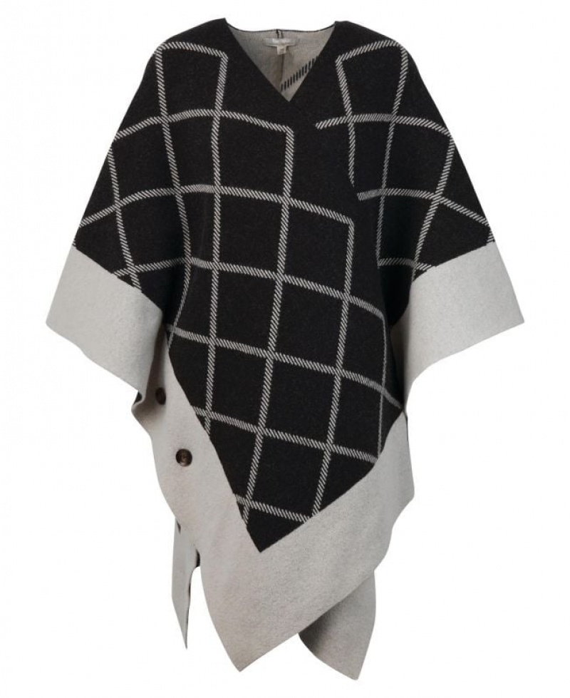 Black / Grey Women Barbour Cosmia Cape Ponchos | US-2461MKBXZ