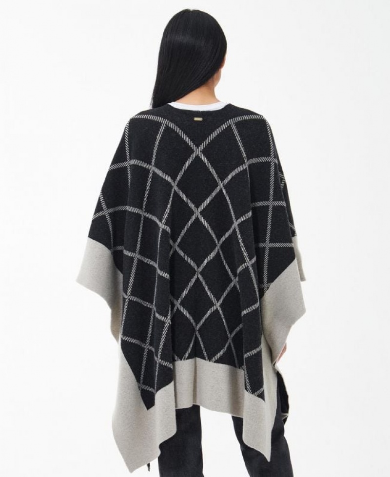 Black / Grey Women Barbour Cosmia Cape Ponchos | US-2461MKBXZ