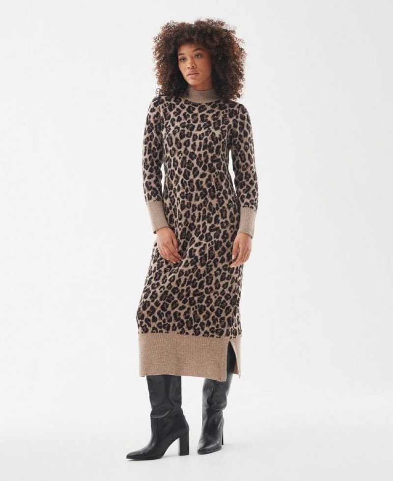 Black / Taupe Women Barbour International Agusta Midi Dress | US-1345MAWKL