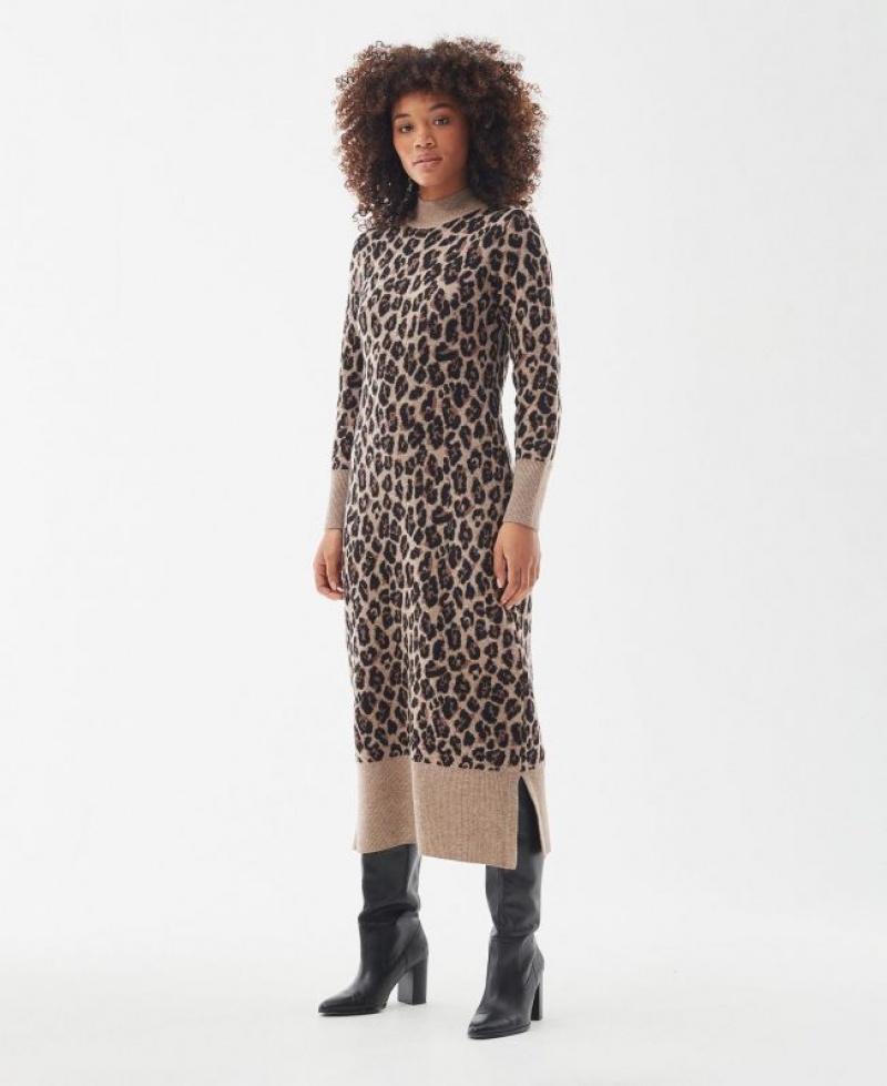 Black / Taupe Women Barbour International Agusta Midi Dress | US-1345MAWKL