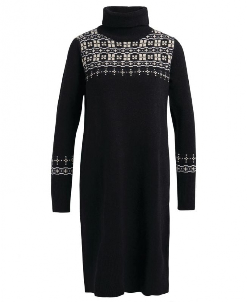 Black / White Women Barbour Herring Knitted Dress | US-7035WKRAI