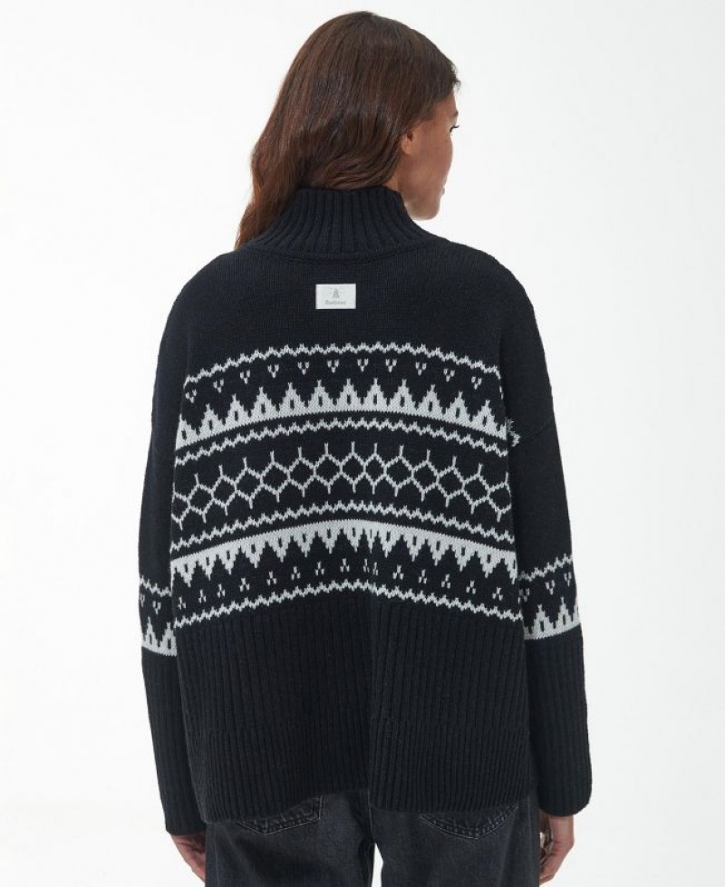 Black / White Women Barbour Pine Knitted Sweater | US-8269OASDE