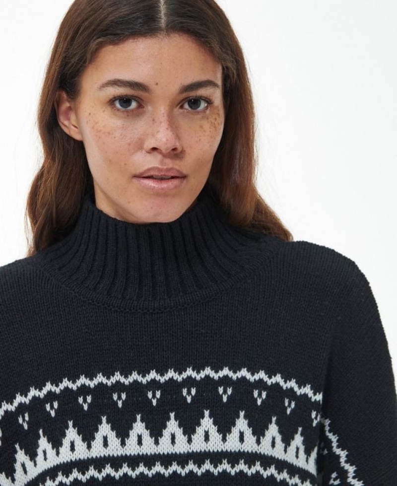 Black / White Women Barbour Pine Knitted Sweater | US-8269OASDE