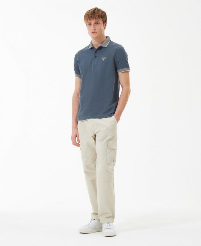 Blue Men Barbour Beacon Moorland Polo Shirt | US-5863ONRQH