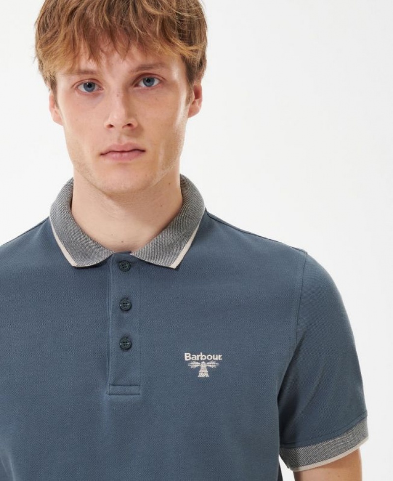 Blue Men Barbour Beacon Moorland Polo Shirt | US-5863ONRQH