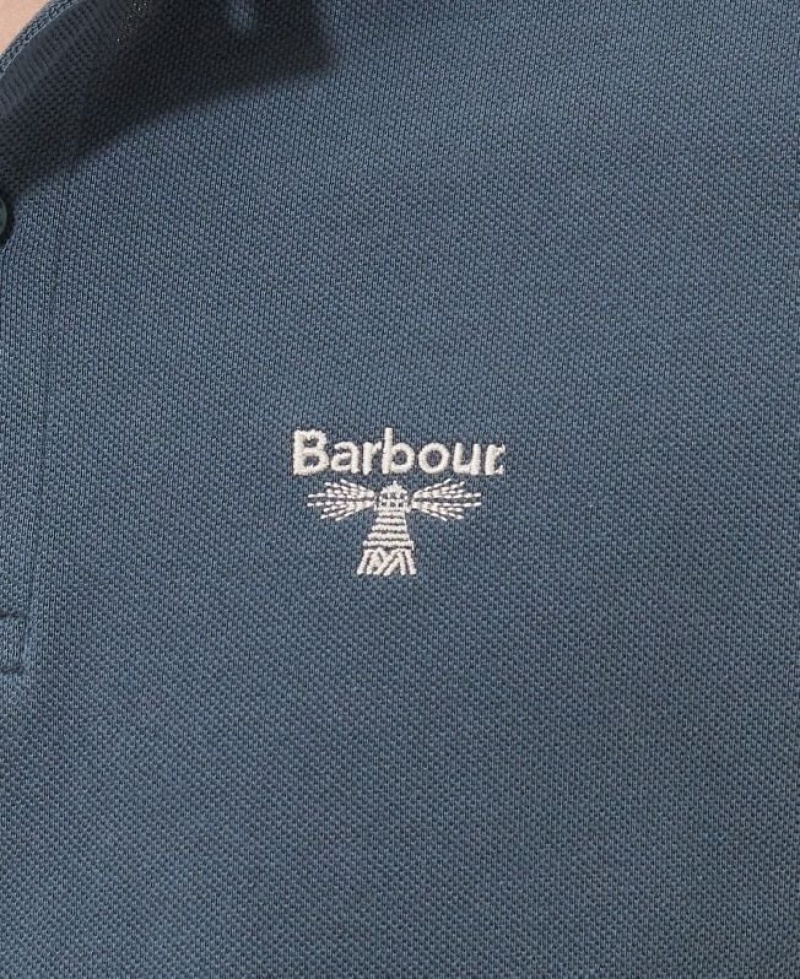 Blue Men Barbour Beacon Moorland Polo Shirt | US-5863ONRQH