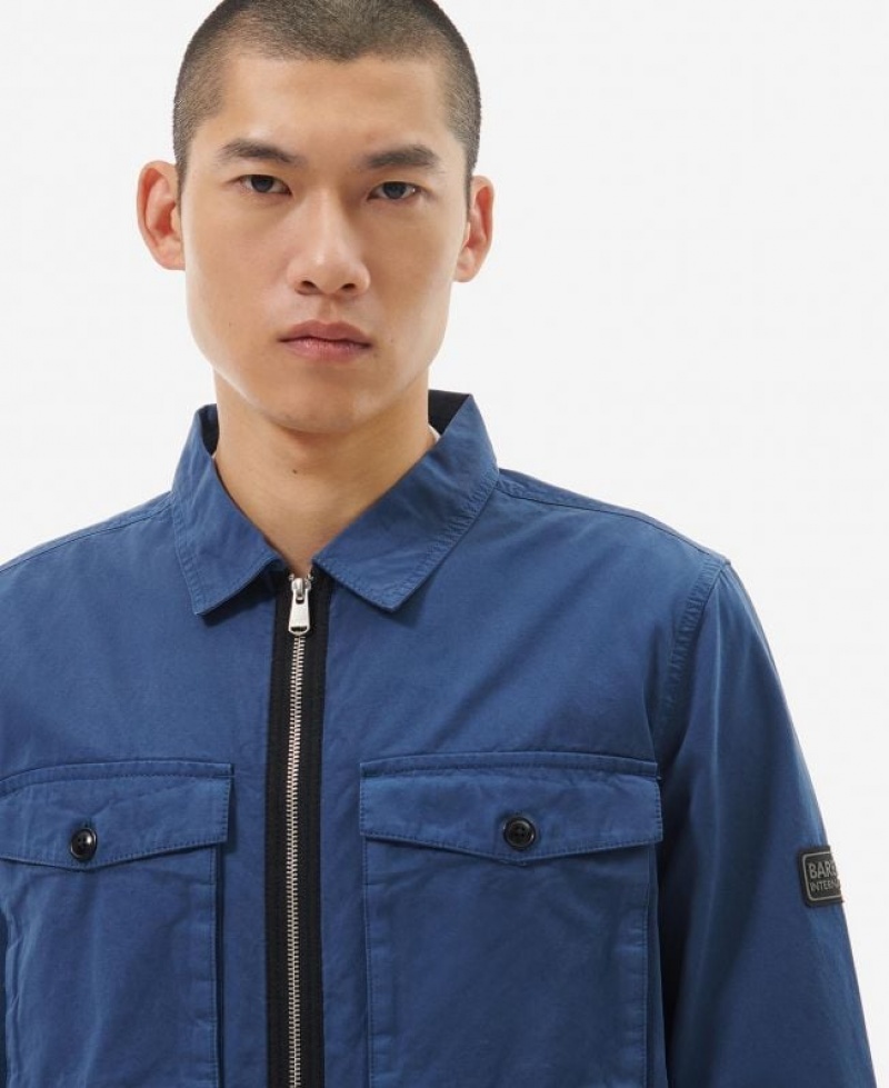 Blue Men Barbour International Cloud Overshirt | US-2538KVYWC