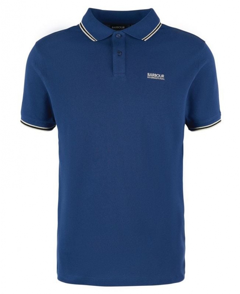 Blue Men Barbour International Event Multi Tipped Polo Shirt | US-6051VZNWB