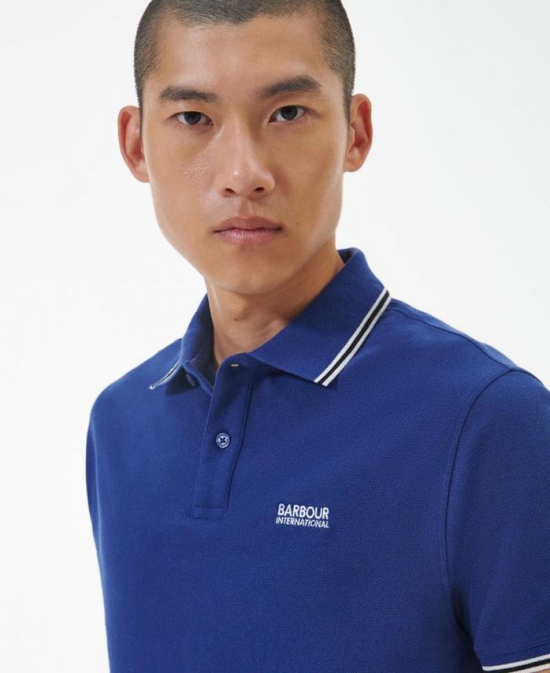 Blue Men Barbour International Event Multi Tipped Polo Shirt | US-6051VZNWB