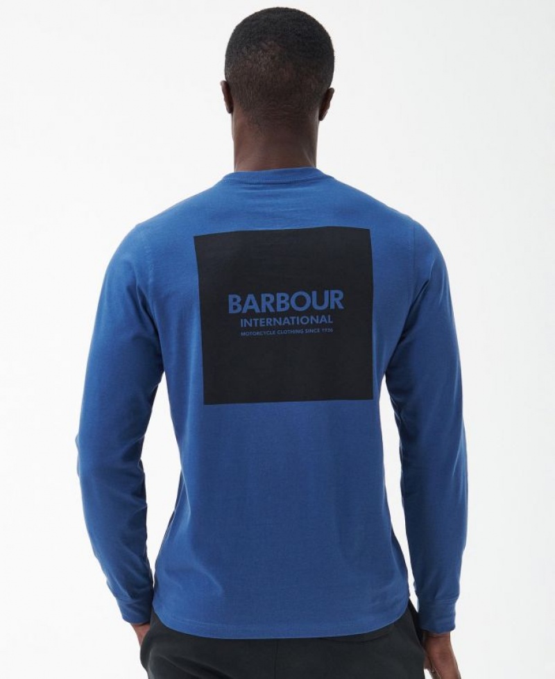 Blue Men Barbour International Exhaust T-Shirts | US-1327LWFAU