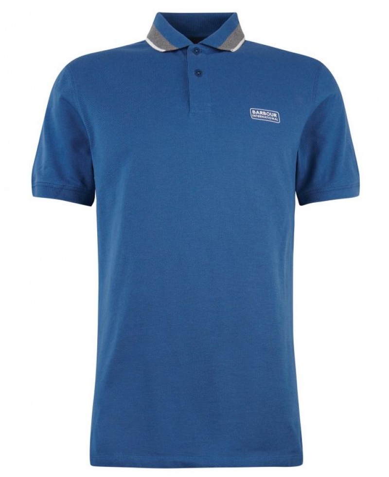 Blue Men Barbour International Re-Amp Polo Shirt | US-1278JWQMF