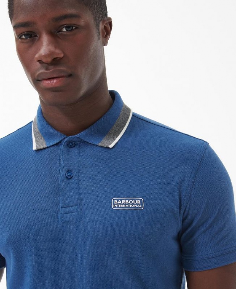 Blue Men Barbour International Re-Amp Polo Shirt | US-1278JWQMF