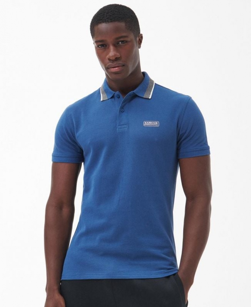 Blue Men Barbour International Re-Amp Polo Shirt | US-1278JWQMF