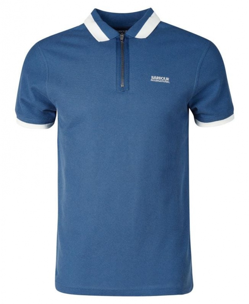 Blue Men Barbour International Richmond Polo Shirt | US-2394HDPFU