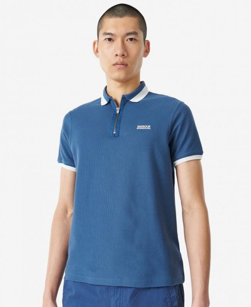 Blue Men Barbour International Richmond Polo Shirt | US-2394HDPFU