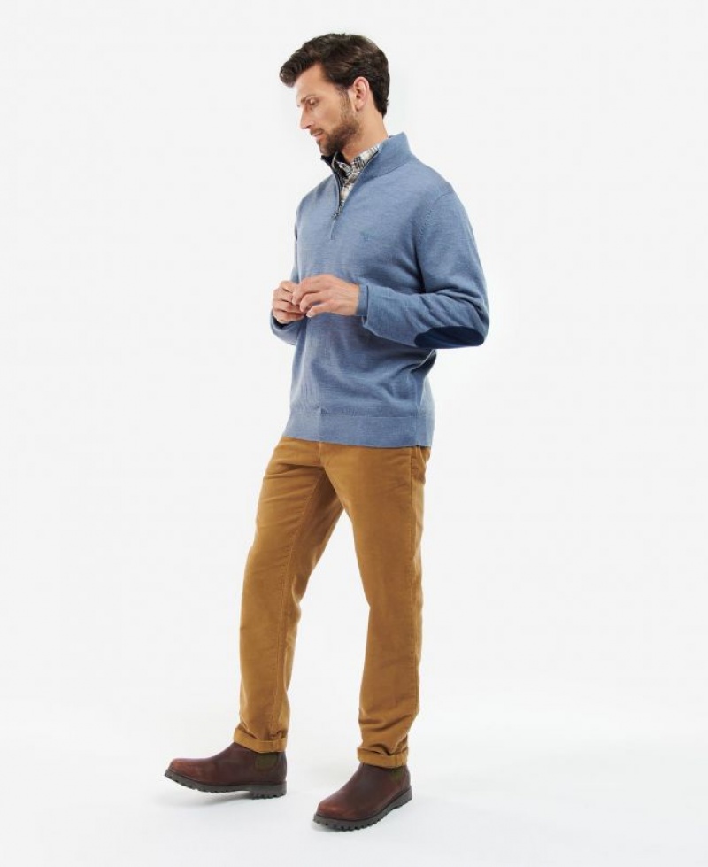 Blue Men Barbour Loyton Merino Half Zip Sweater | US-6891ADXSB