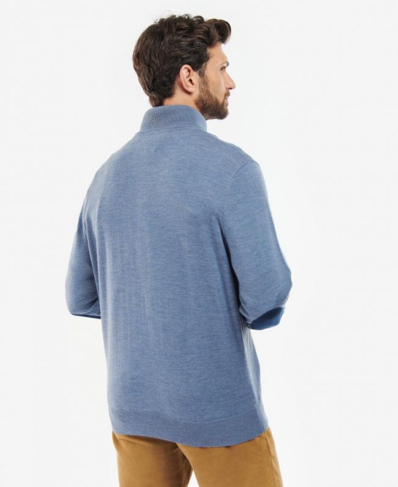 Blue Men Barbour Loyton Merino Half Zip Sweater | US-6891ADXSB