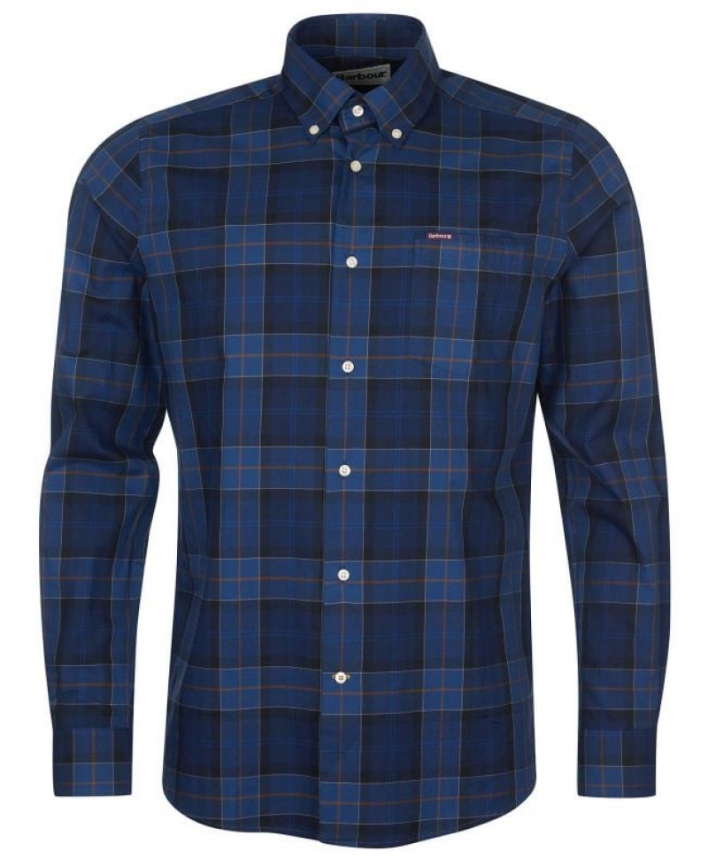 Blue Men Barbour Wetheram Tailored Shirts | US-8261GHOWF