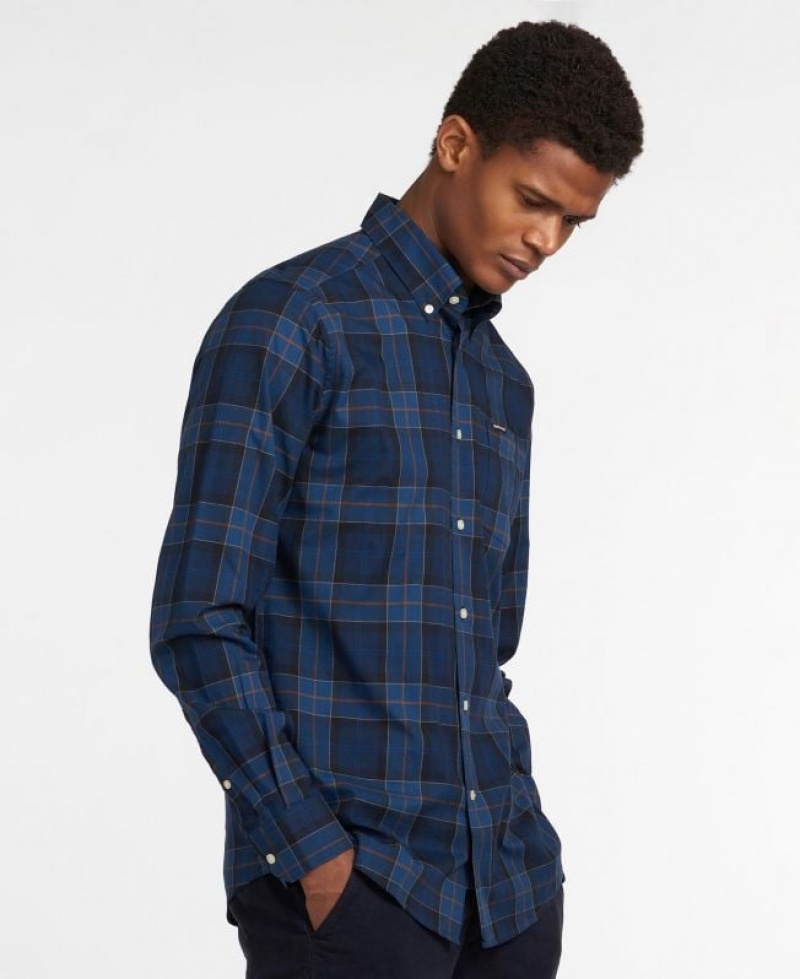 Blue Men Barbour Wetheram Tailored Shirts | US-8261GHOWF