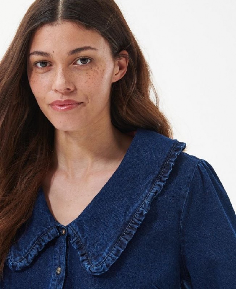 Blue Women Barbour Aster Shirts | US-2138NMQTG