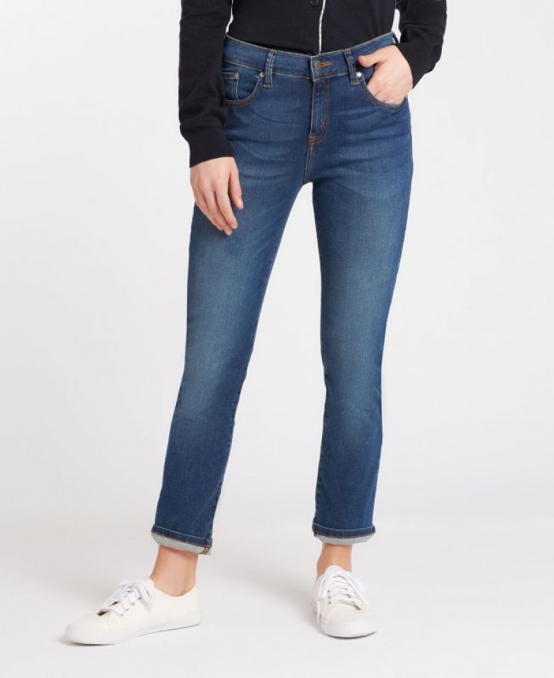 Blue Women Barbour Essential Slim Jeans | US-7913JDXOG