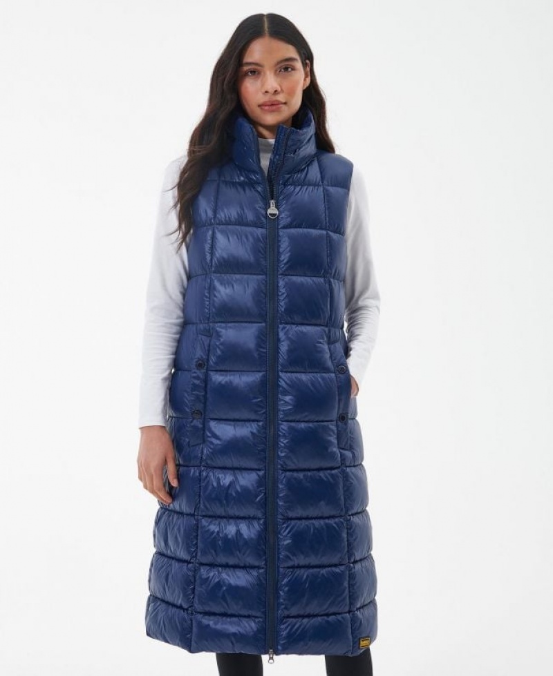 Blue Women Barbour International Thompson Vest | US-0398HDNTP