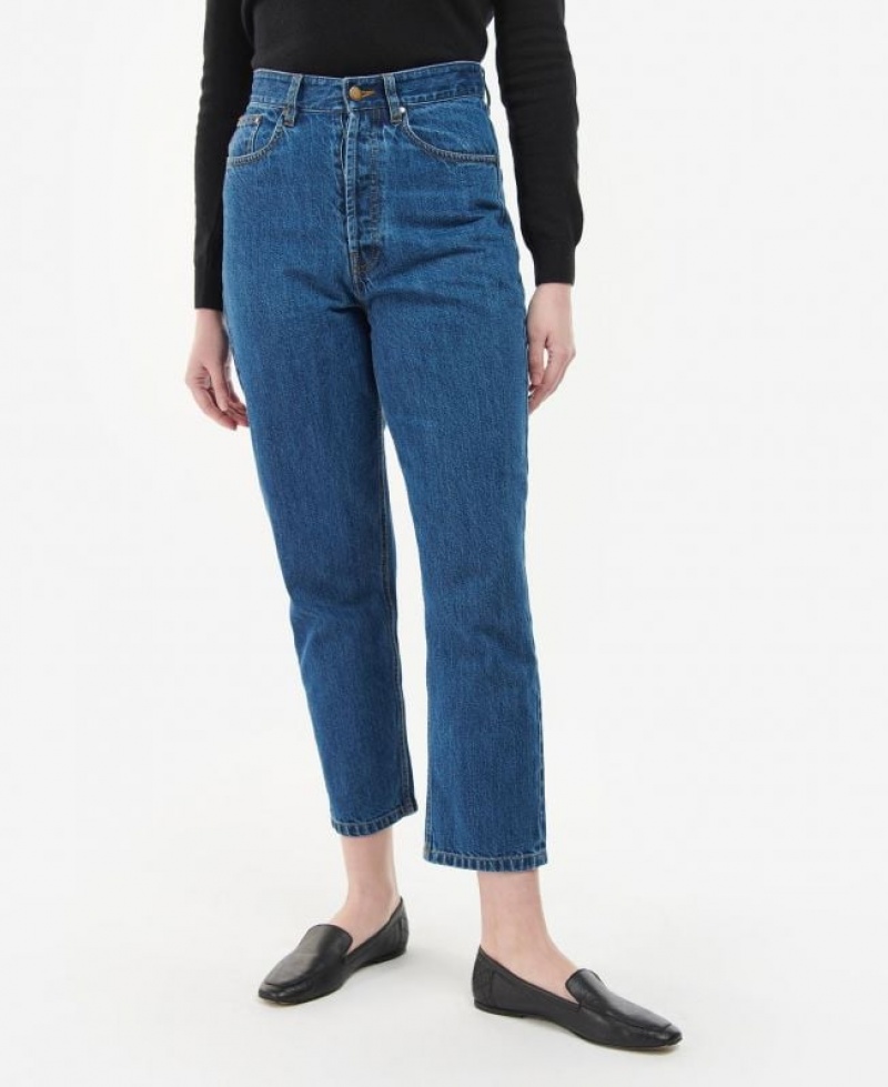 Blue Women Barbour Moorland High-Rise Jeans | US-1728MLRKX