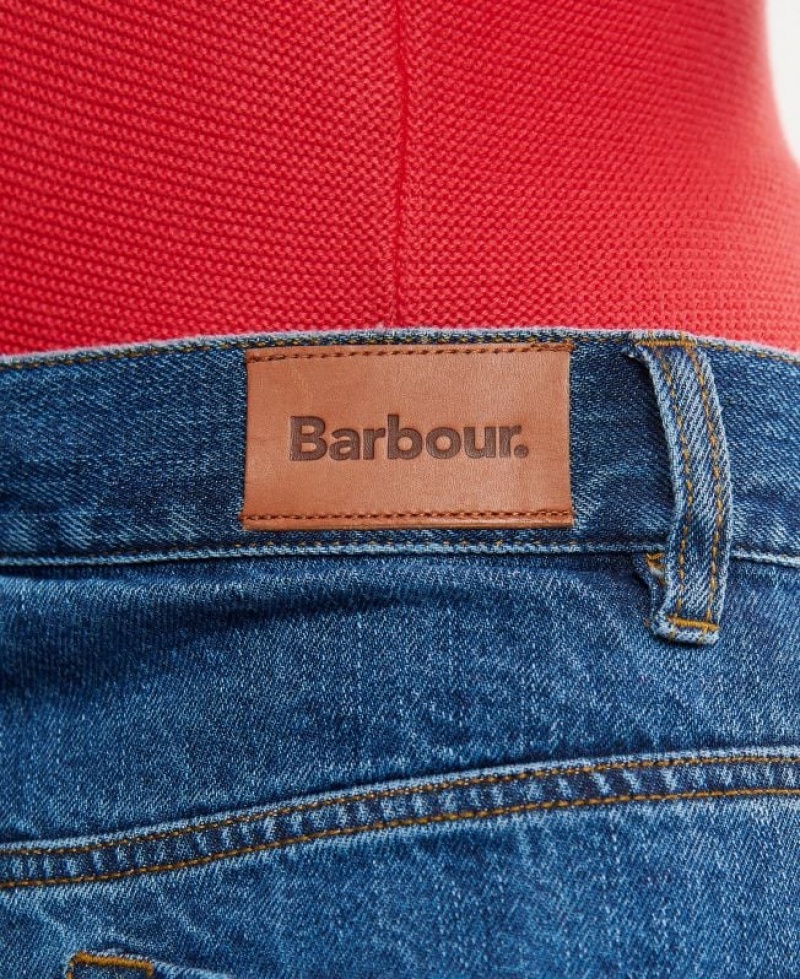 Blue Women Barbour Westbury Barrel Leg Jeans | US-3274IOPJF