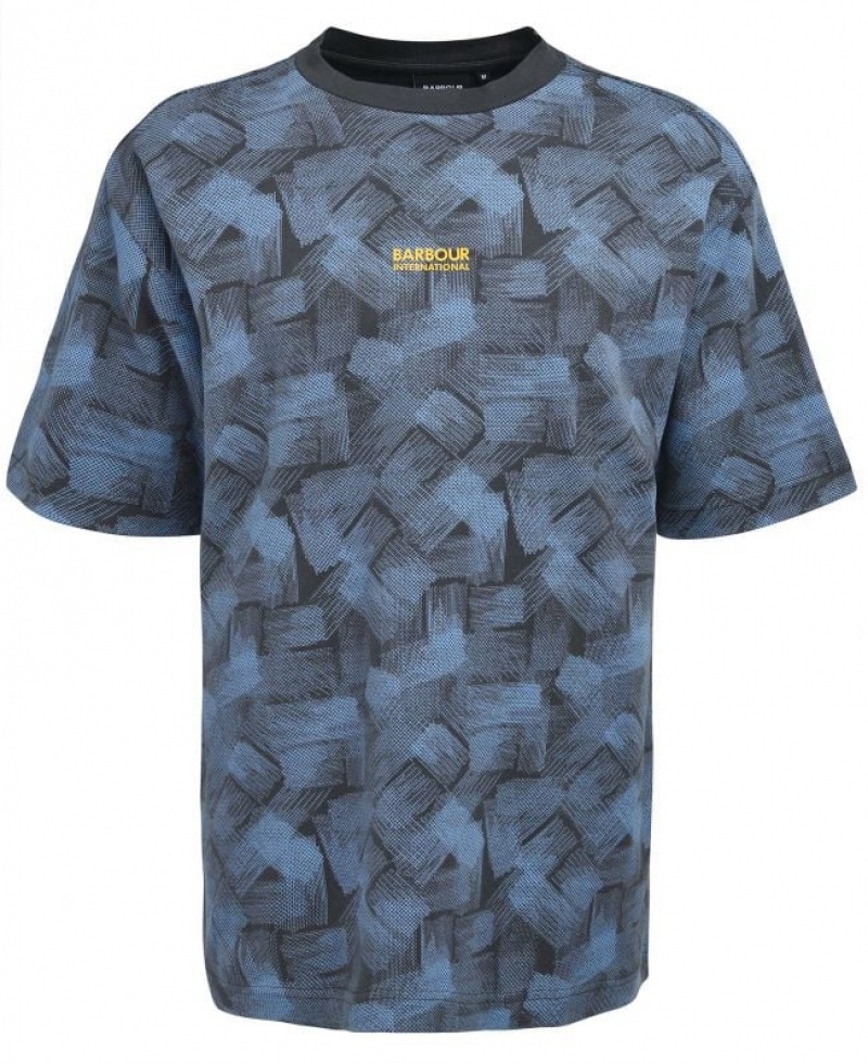 Blue / Black Men Barbour International Maxwell Oversized T-Shirts | US-3407MGYRB