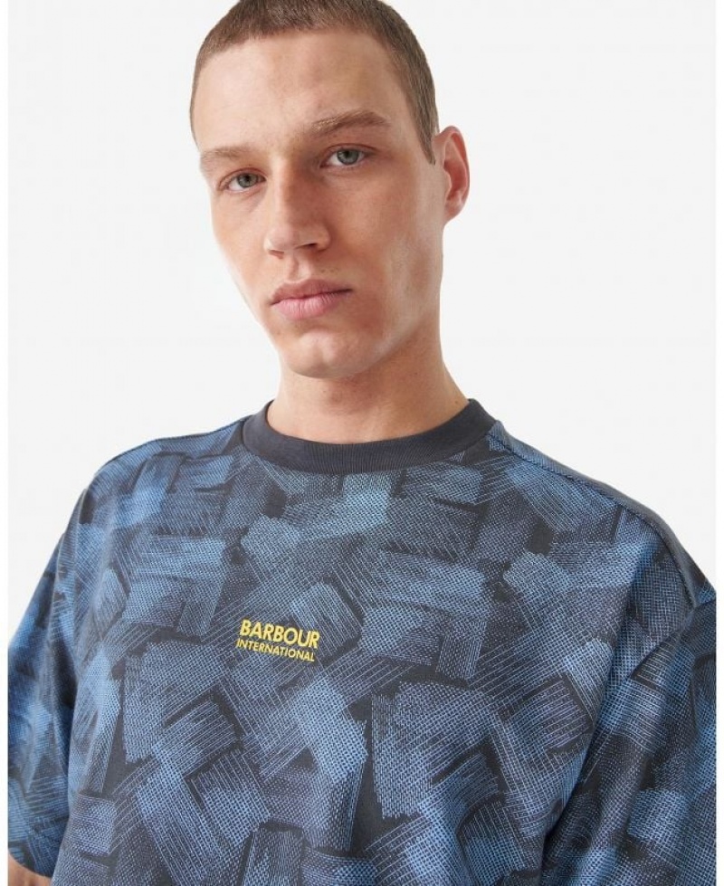 Blue / Black Men Barbour International Maxwell Oversized T-Shirts | US-3407MGYRB