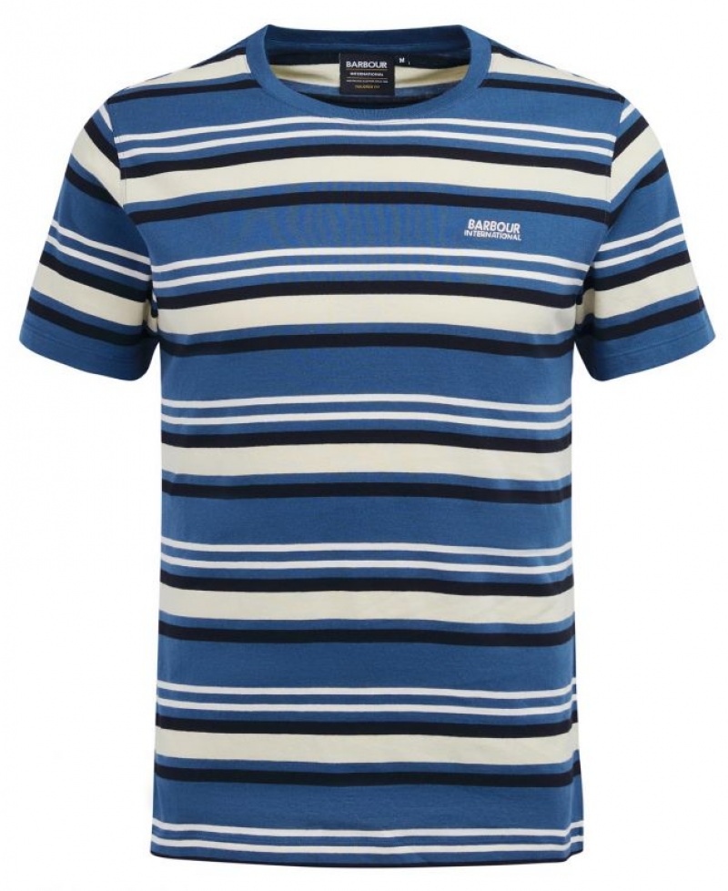 Blue / Black / Cream Men Barbour International Norwood T-Shirts | US-7981WXVHA