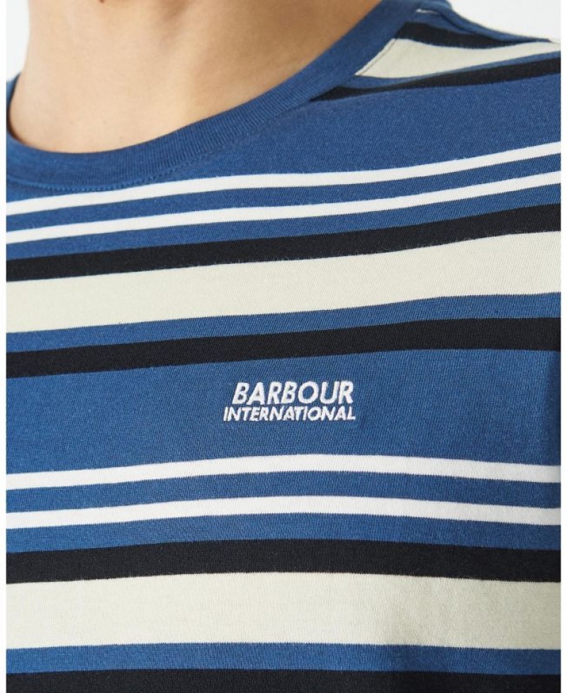 Blue / Black / Cream Men Barbour International Norwood T-Shirts | US-7981WXVHA