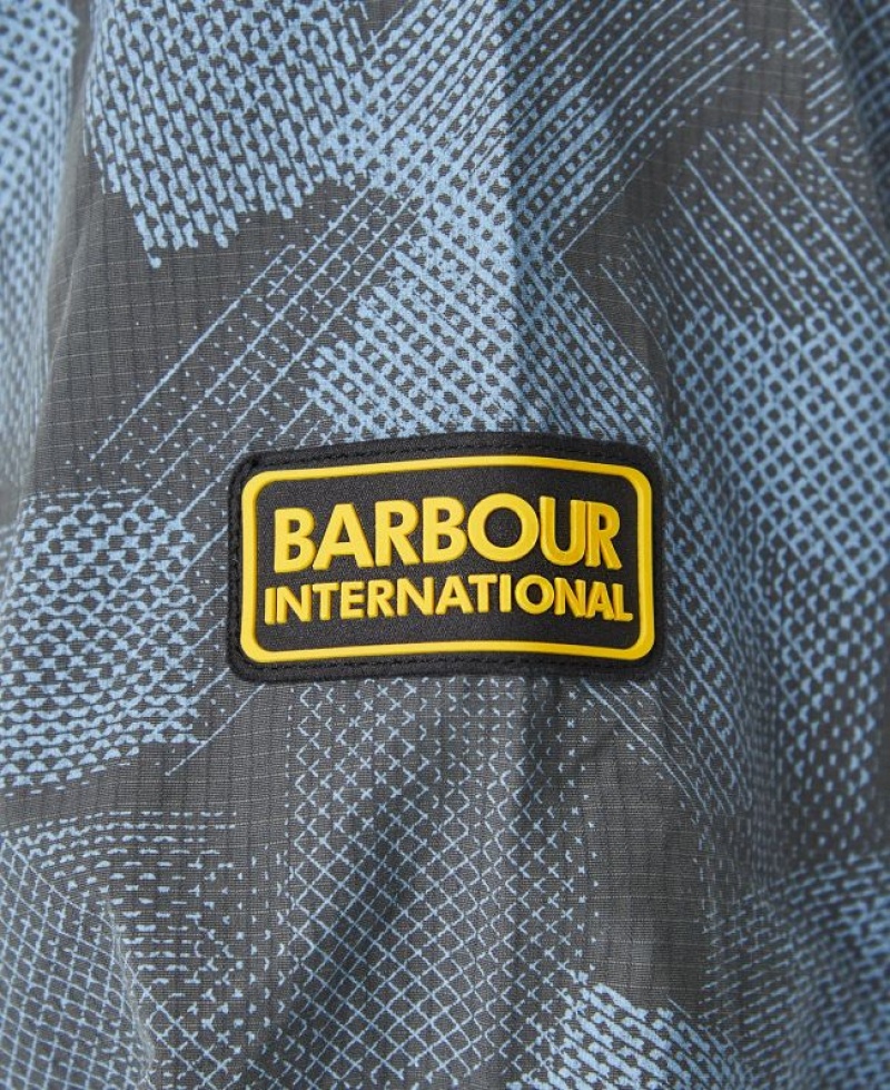 Blue / Grey Men Barbour International Stroke Print Overshirt | US-3756PMDEB